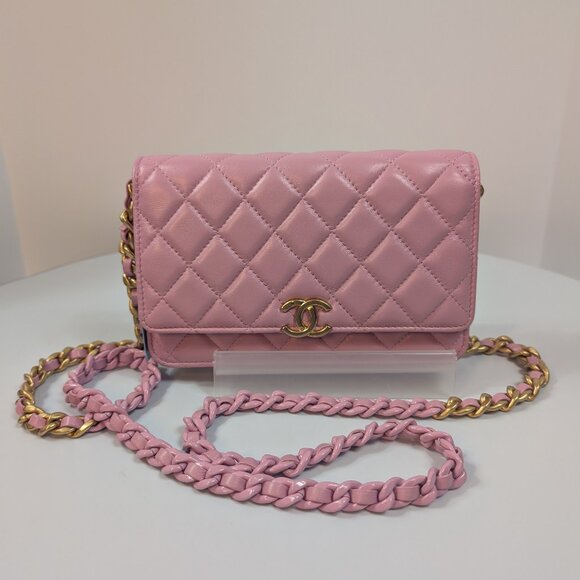 Chanel Classic Pink Wallet on Chain (WOC) Quilted Lambskin with Tonal Chain - Picture 1 of 14